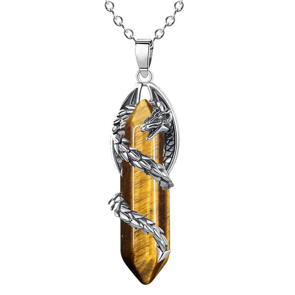 Fashion crystal flying dragon pendant necklace in amethyst colour with polished finish on a chain