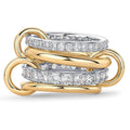 Multi-layer diamond ring in four-layer silver, handmade from copper and zirconia, sizes 5-11