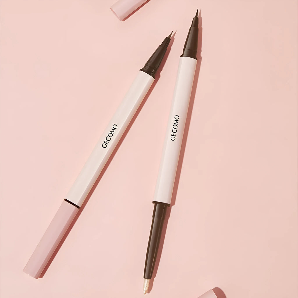 Dual-ended liquid eyeliner pen with stereoscopic star eyes design and pearlescent finish