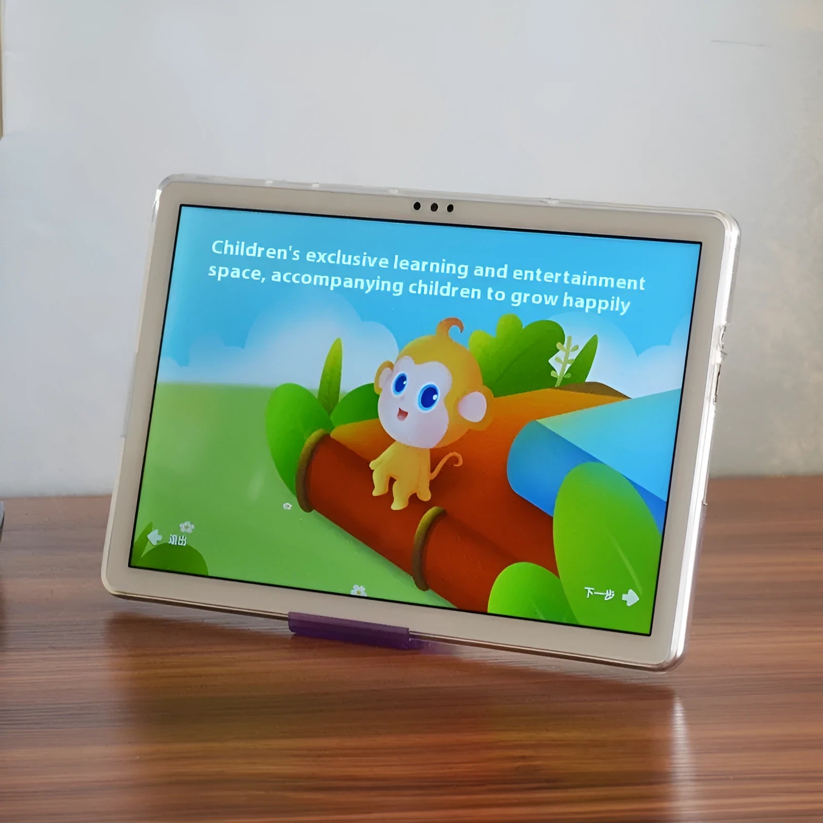 Clear transparent white ultra-thin silicone protective case for a tablet on a flat surface
