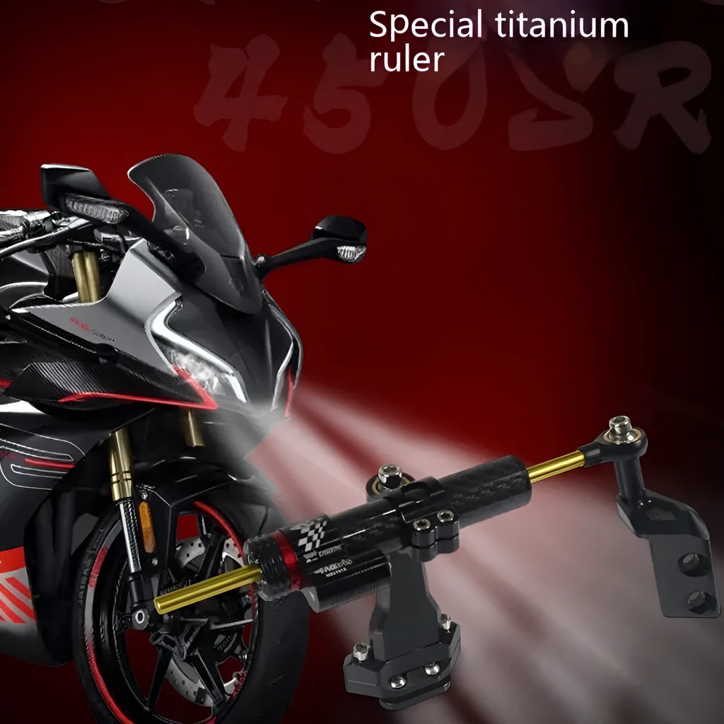 CFMOTO 450SR directional damper bracket with carbon fibre construction and 16-segment adjustment gear