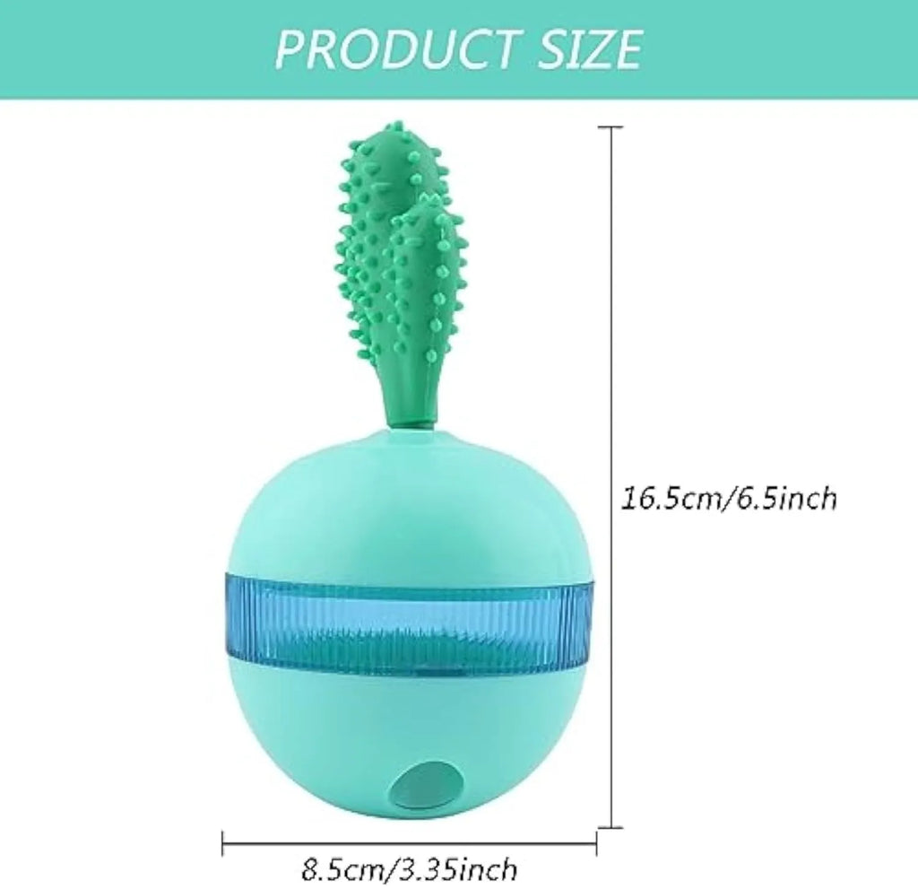 Blue durable rubber interactive treat dispensing ball dog toy