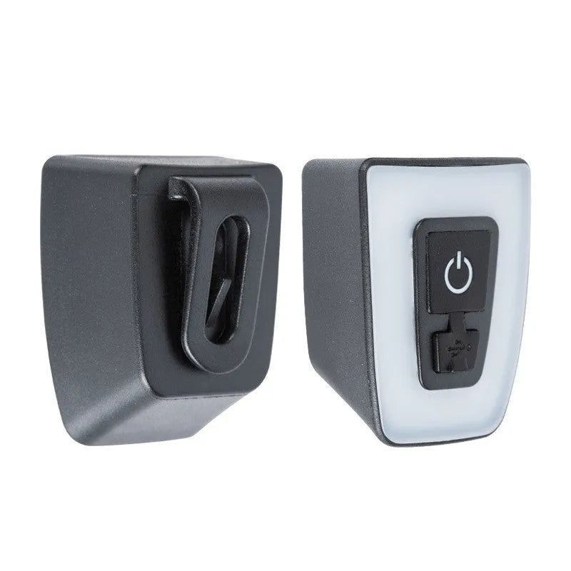 USB rechargeable bicycle taillight with 220mAh battery mounted on a seat tube, white colour