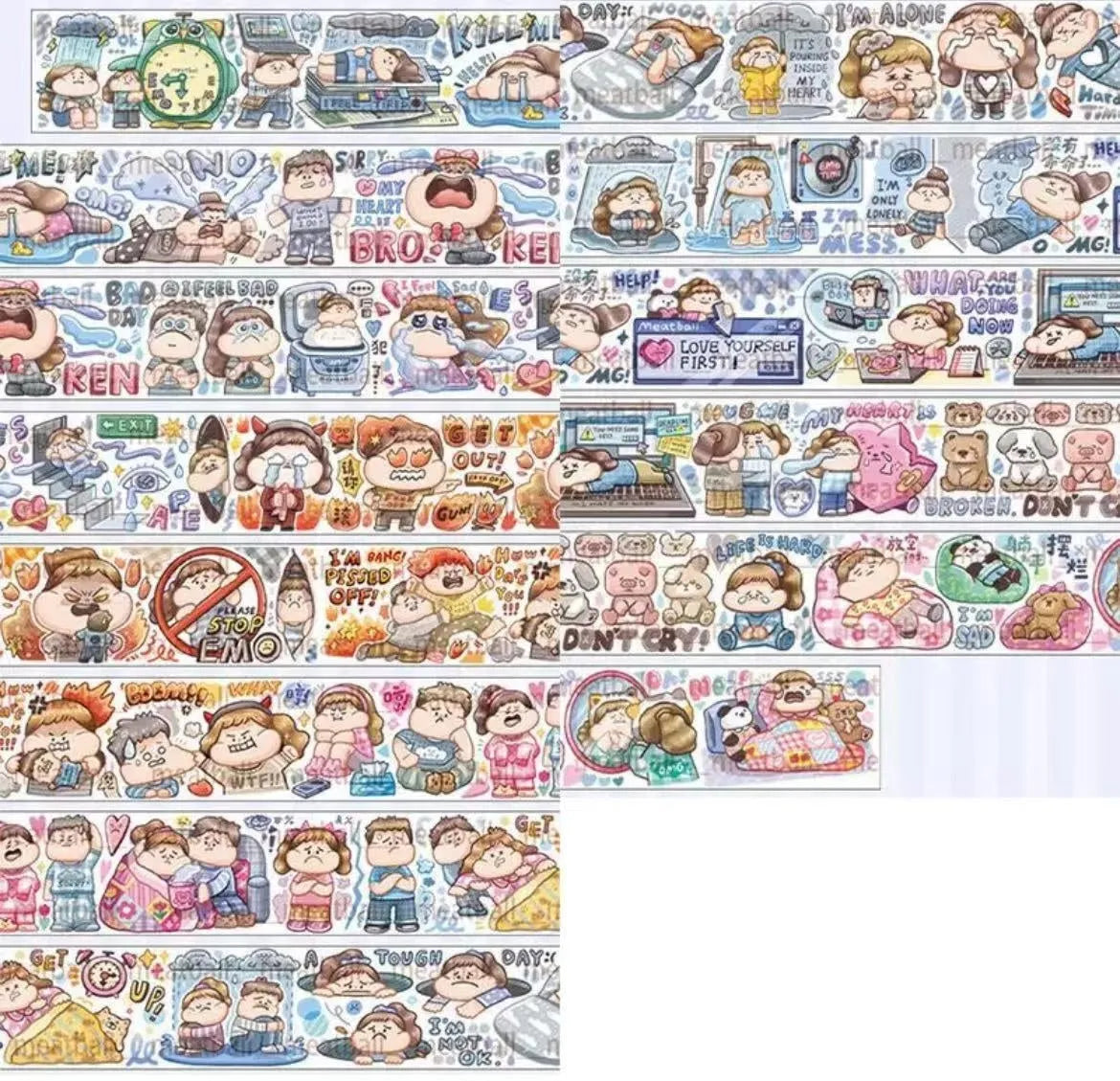 Colourful cartoon character stickers on Japanese paper for haemorrhoid tape packaging customisation