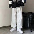 Men's corduroy straight leg trousers in khaki, white, black or dark grey, sizes M-3XL, with fleece-lined options.