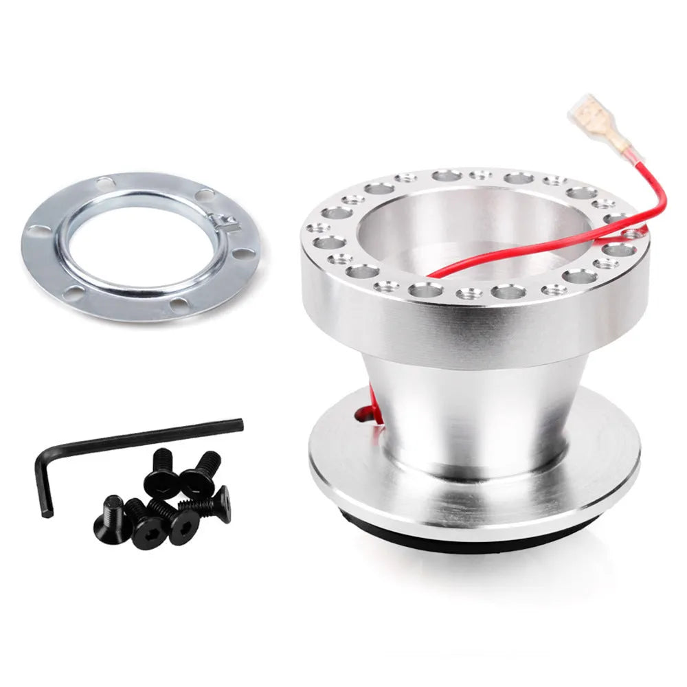 Black anodised aluminium steering wheel base connector for Honda Civic EK EG, CNC machined hub adapter with mounting holes