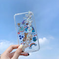 Bear chain iPhone case with pendant attachment point and Japanese Korean cartoon design on TPU material