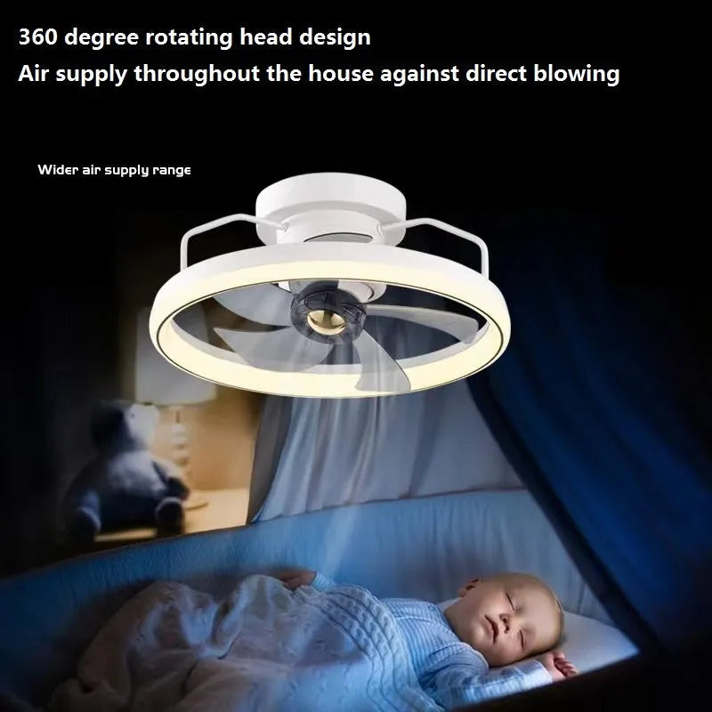 Modern simple overhead fan lamp with light Φ500 diameter showing PC blades and acrylic lampshade