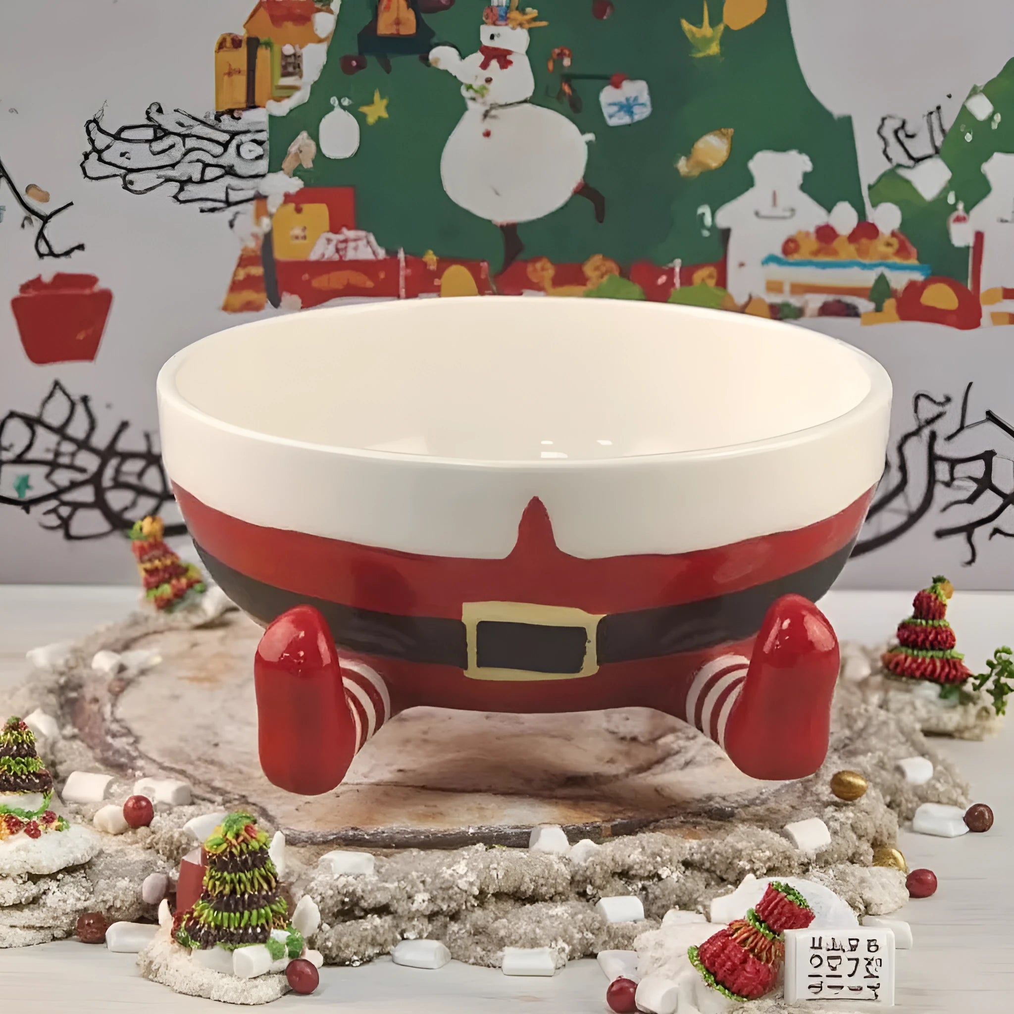White porcelain Christmas fruit plate snack tray with modern simple design
