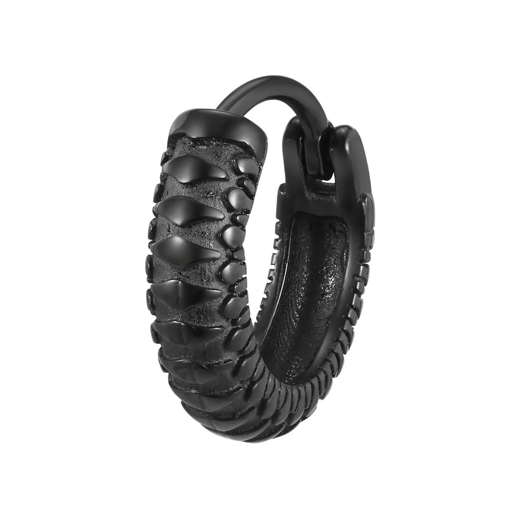 Stainless steel snake pattern stud earrings in black and gold colour options
