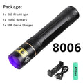 365nm UV fluorescence detection flashlight with aluminium alloy housing and 18650 battery options