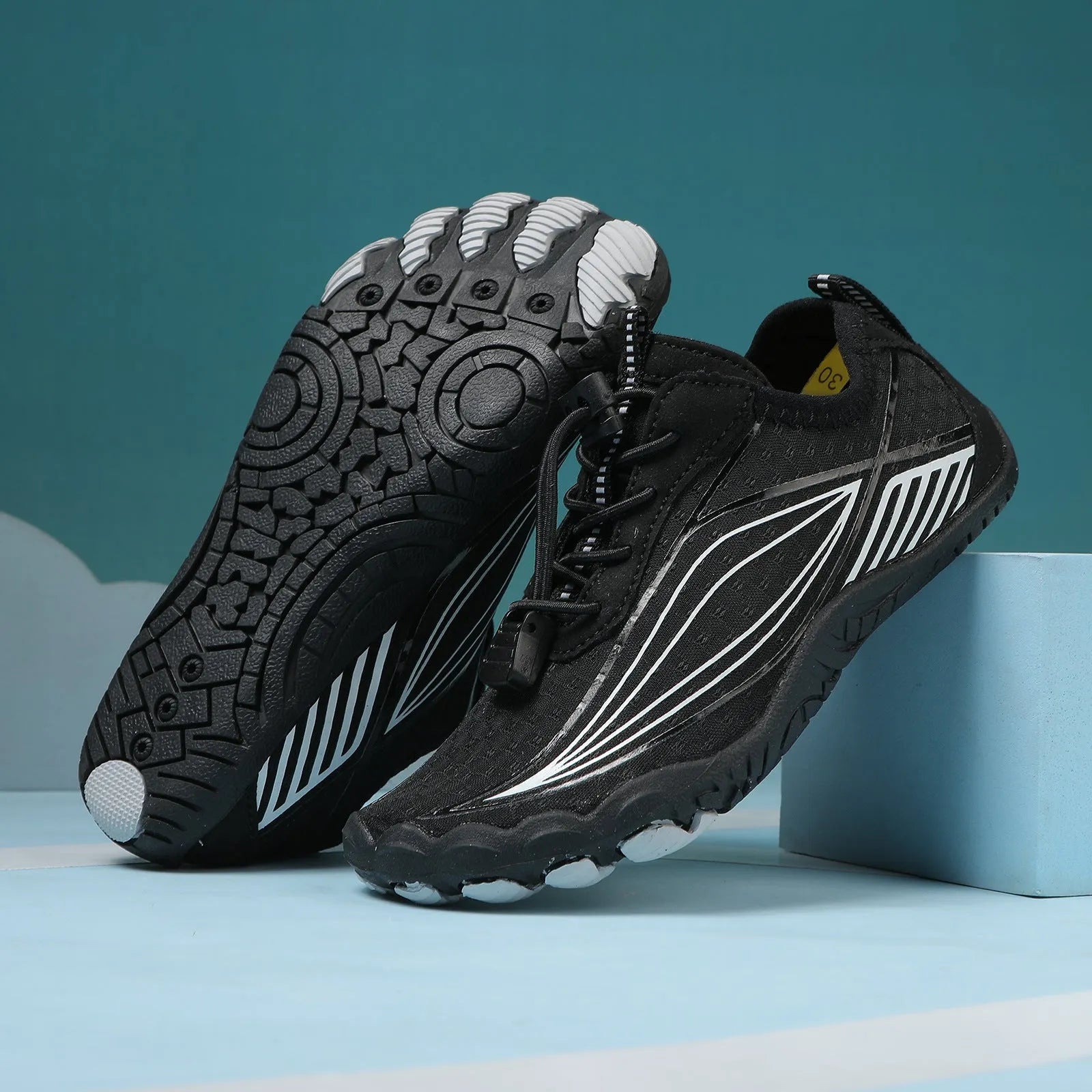 Children's quick-drying wading swimming shoes with non-slip rubber soles and elastic band closure
