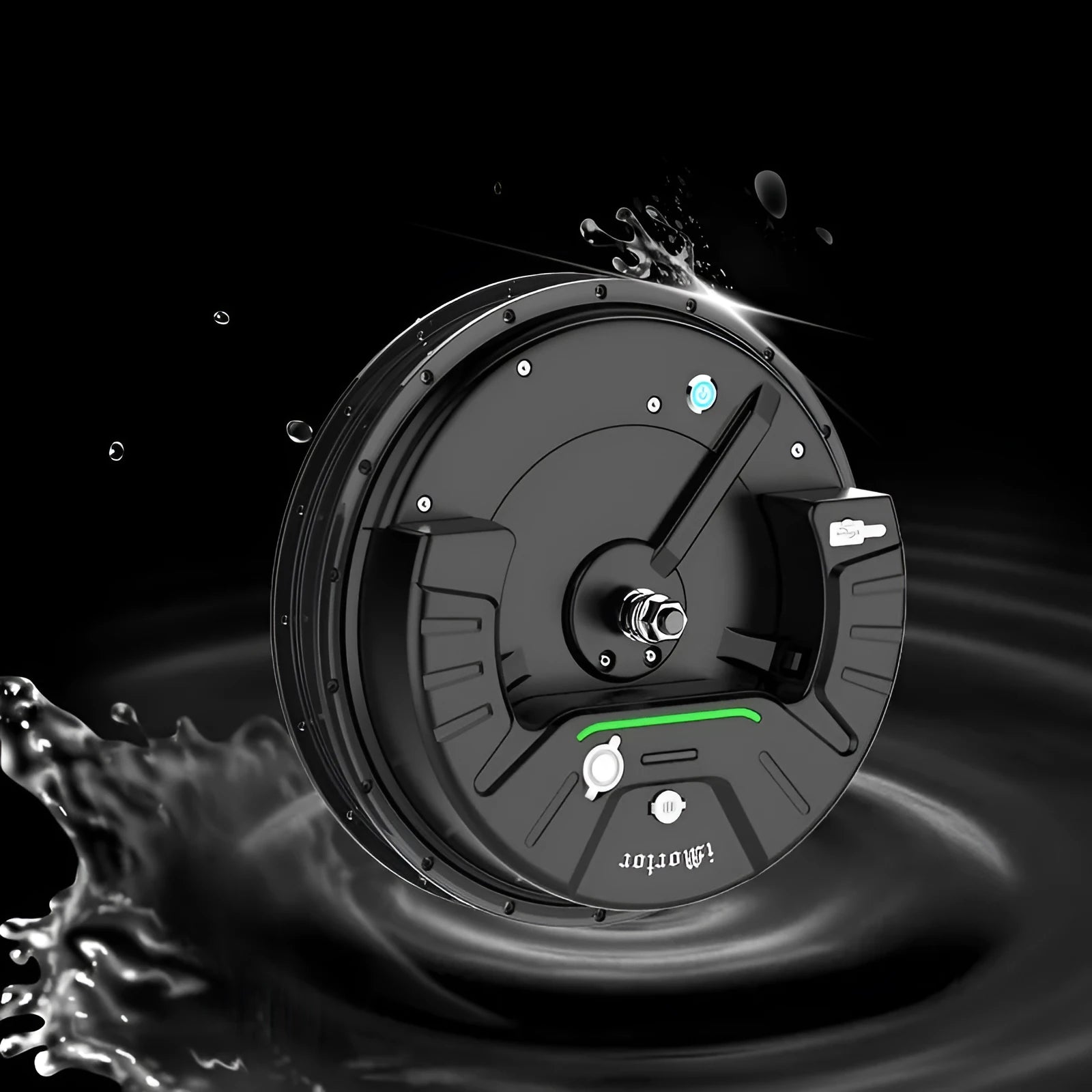 Imotor 3.0 black alloy hub motor wheel for electric mountain bike conversion.