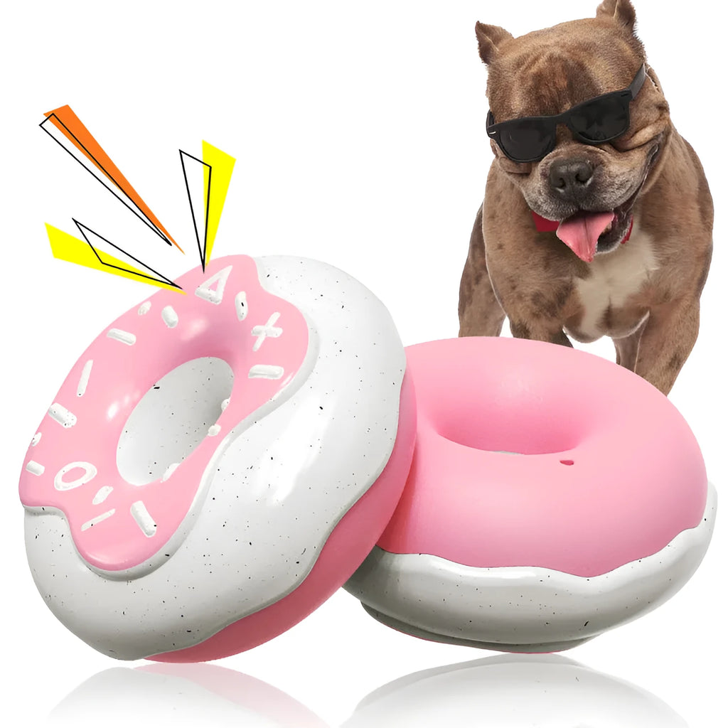 Donut-shaped dog chew toy with molar teeth cleaning sound in TPR material