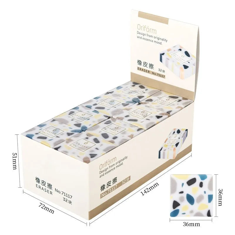 White rubber brick eraser with super clean traceless design for pencil marks