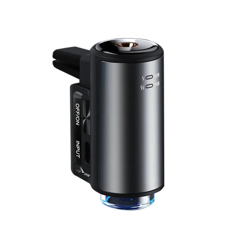Obsidian Black car air vent clip-on aroma diffuser with essential oil bottles