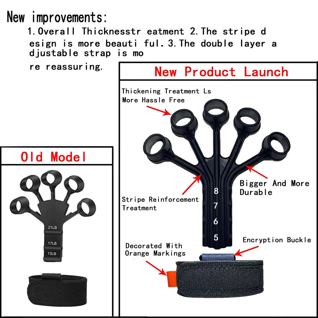 Black silicone finger tension rope puller with an adjustable belt for rehabilitation training