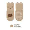 Cotton short tube socks in beige smiley face design for children - free size trampoline socks