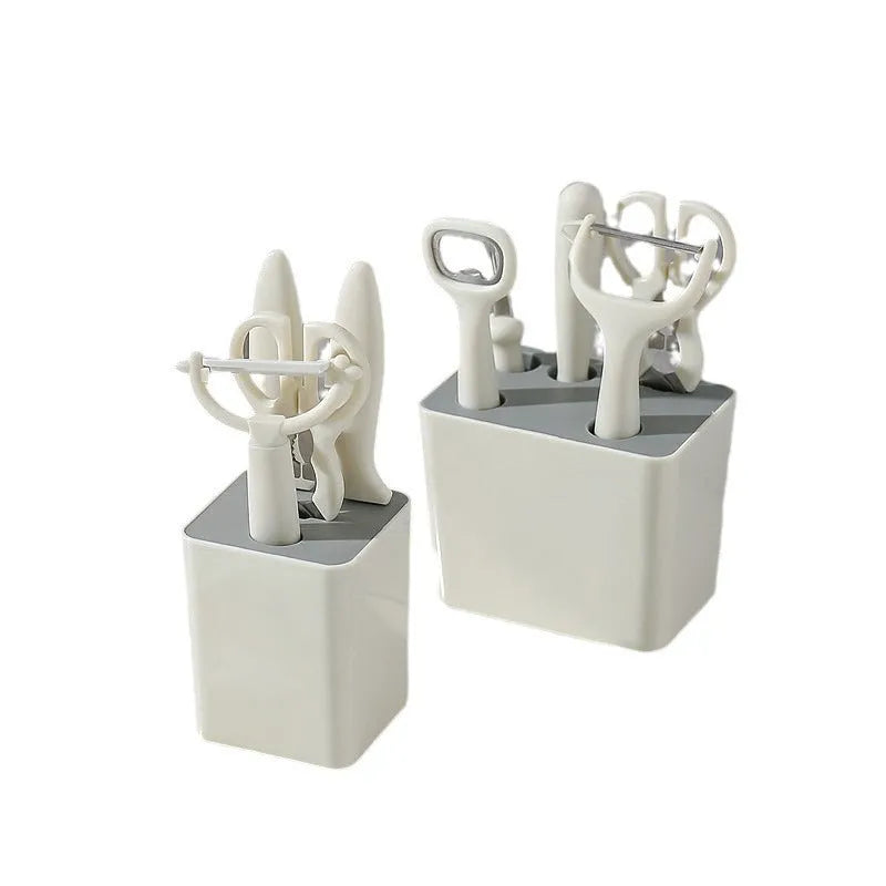 Six-piece white stainless steel kitchen gadget set for home use in modern simplicity style