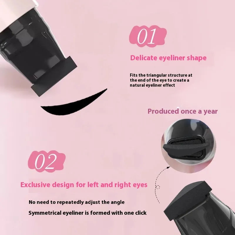 Double-headed eyeliner stamp pen in black and brown shades for waterproof smudge-proof precise outline