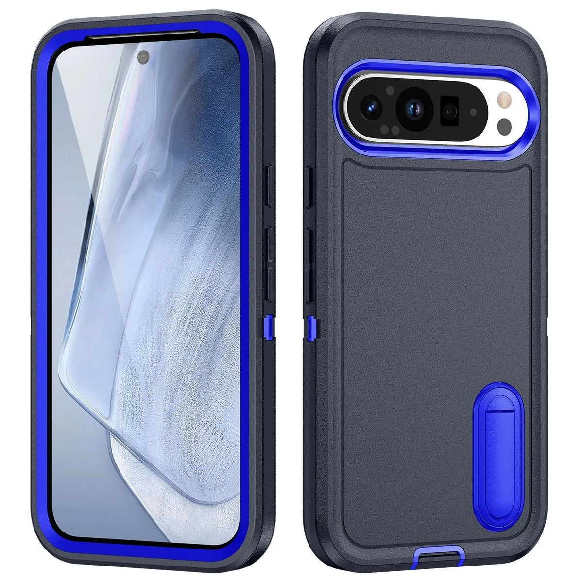 Wei Sanfang protective phone case with bracket for Google Pixel9 in black and orange finish