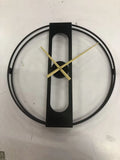 Round metal wall clock with 50cm diameter analogue dial in black or gold colour