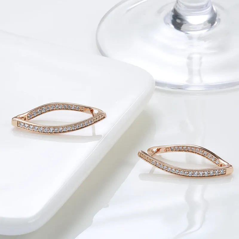 Geometric copper ear drops with zircon accents in H0493 colour
