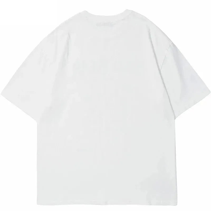 Men's loose black cotton t-shirt with Chinese style artistic retro Y2g printing