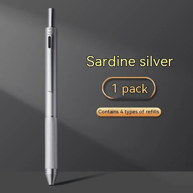 Gravity induction pen with metal shell in Matte Black finish, 0.5mm ballpoint tip, and tilt mechanism for colour change