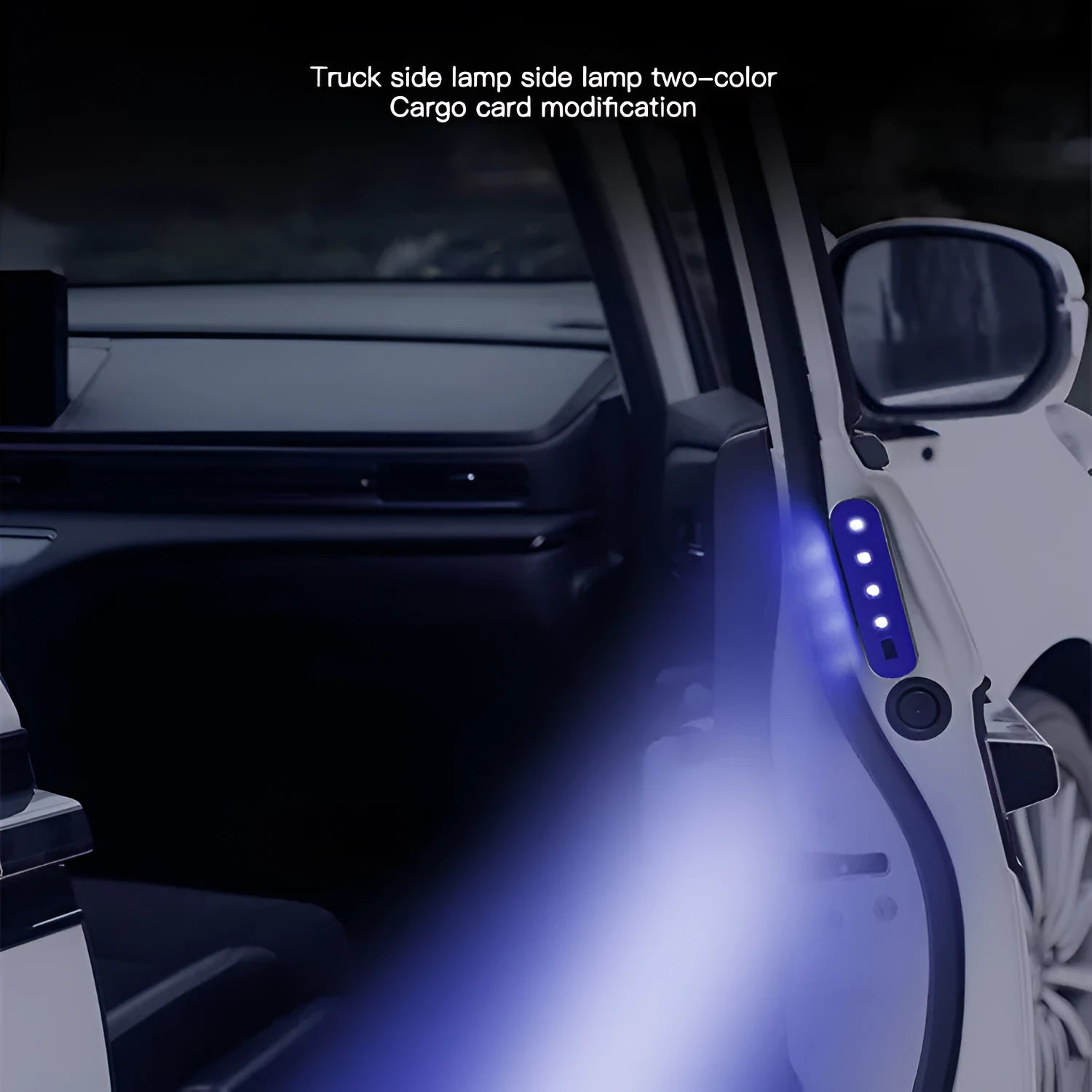 T-type colourful acrylic car door induction lamp with magnetic base attached to vehicle door