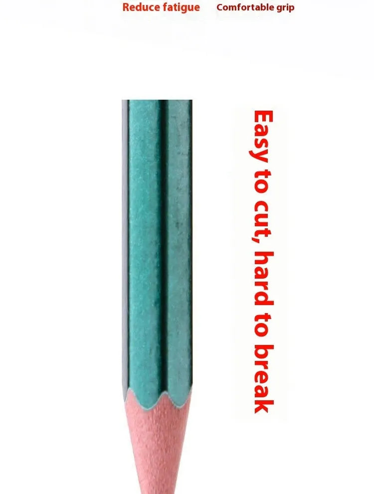 Set of 10 green hexagonal wooden pencils with HB and 2B graphite grades for writing and sketching