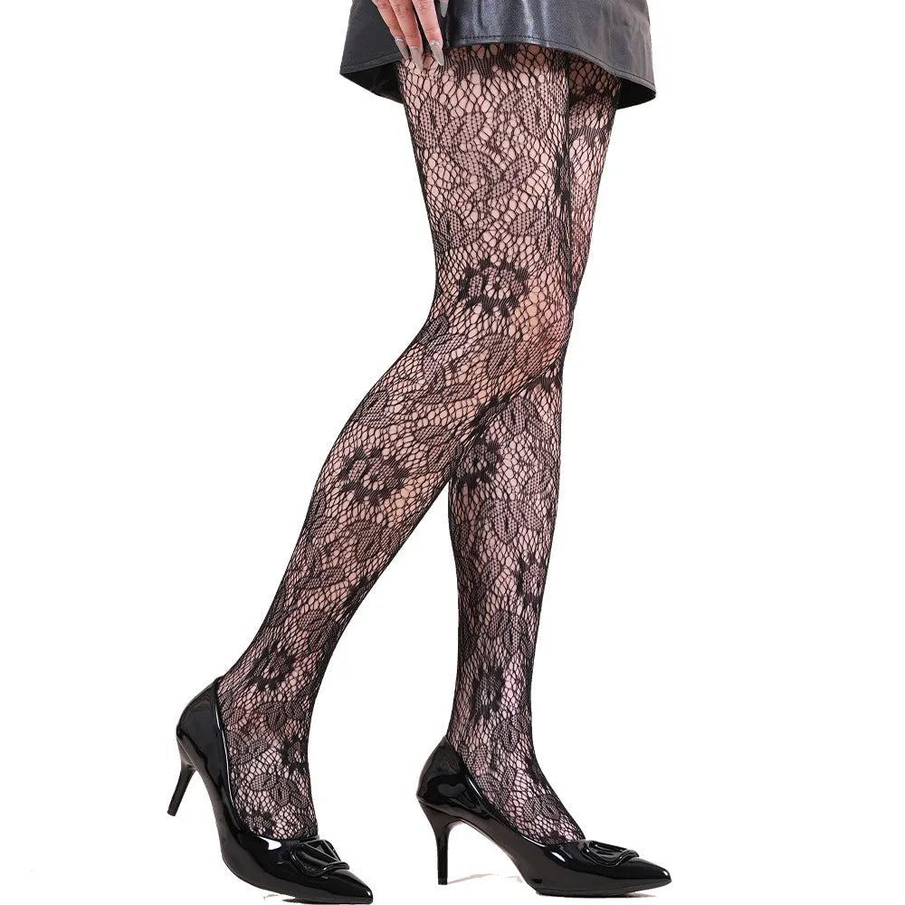 Halloween spider web leopard print fishnet stockings in free size nylon, anti-snagging women's hosiery