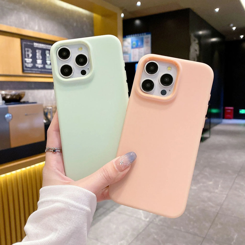 Liquid silicone dopamine phone case in blue colour for Apple iPhone with anti-fall protection