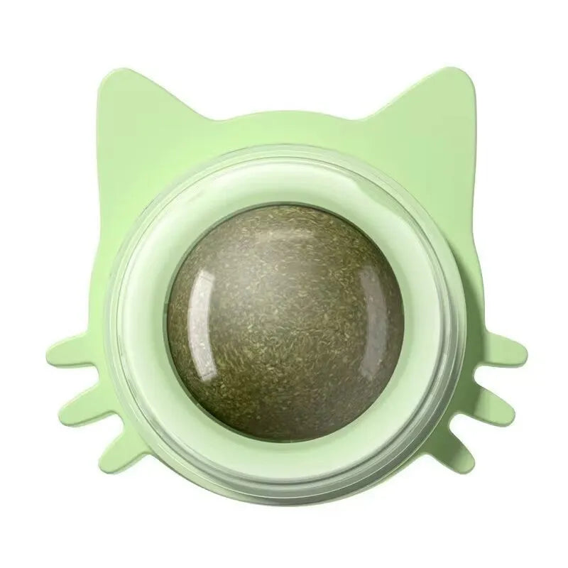 Catnip ball wall edible rotating cat toy plastic mint 5x5x4cm pink orange blue