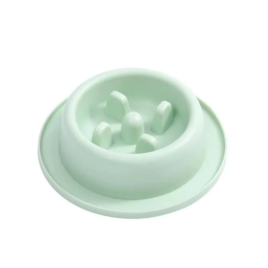 PP slow feeder pet bowl with raised partitions in blue colour showing non-slide base mats