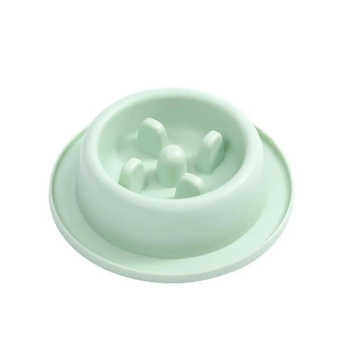 PP slow feeder pet bowl with raised partitions in blue colour showing non-slide base mats
