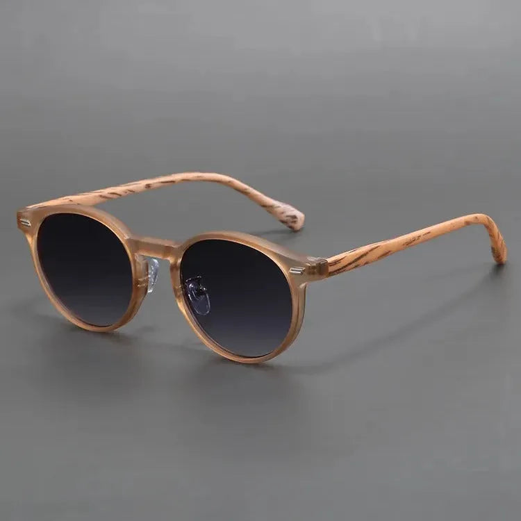 Retro frosted round rim sunglasses in multiple colour options with pattern designs