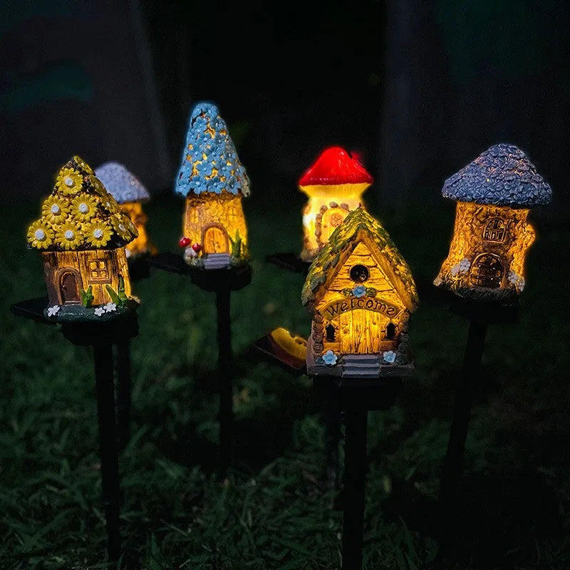 Outdoor solar LED garden light in floral resin design with waterproof IP55 rating
