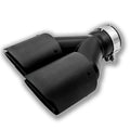 Black carbon fibre car exhaust pipe with dual outlet tail nozzle, 250mm length