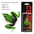 Bionic rubber frog fishing lure with double hooks in grass green colour