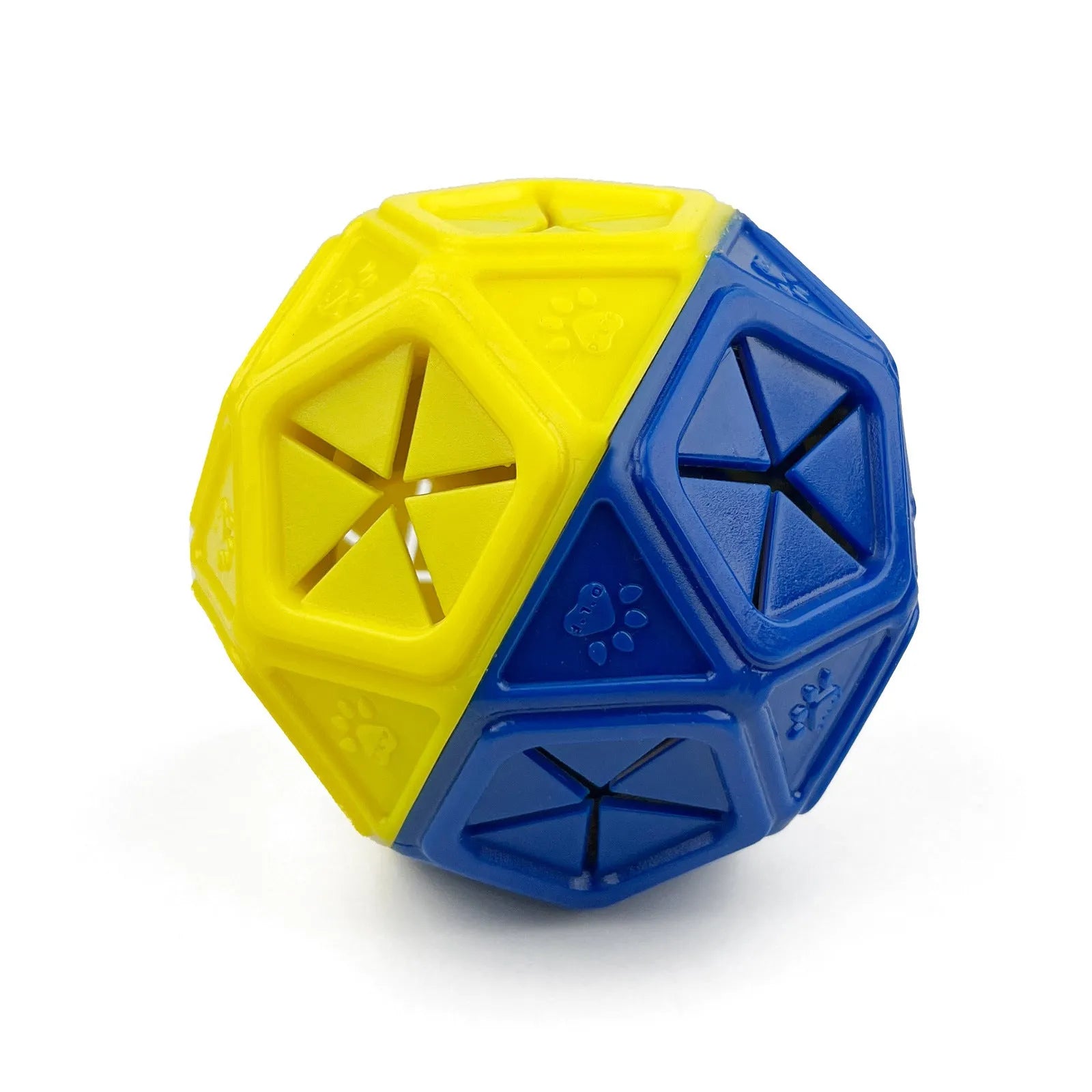 Blue bite-resistant hollow pet ball for interactive food dispensing with dogs