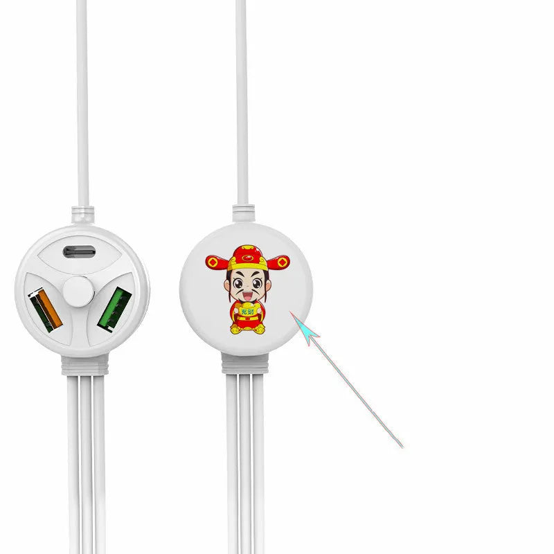 PD PVC mobile phone charging cable with multiple USB connectors on a 1.2m cable