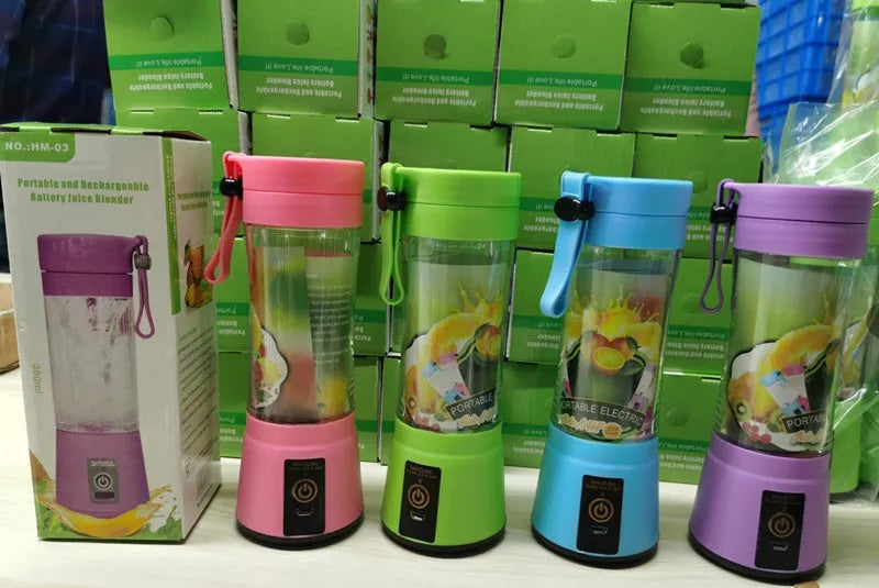 Pink portable USB blender with 380ml cup and automatic cleaning function