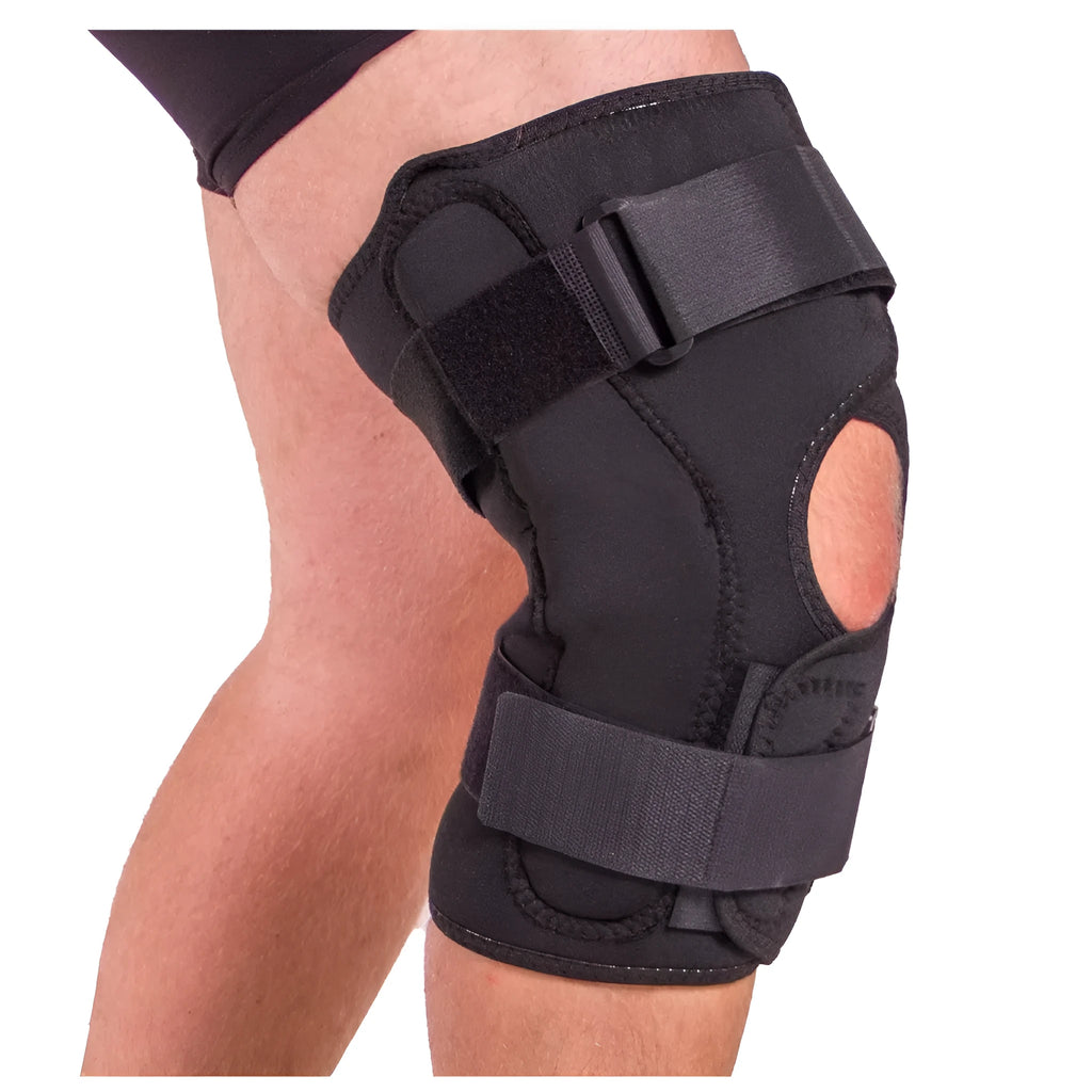 Medical meniscus recovery steel brace knee support in black free size, diving material