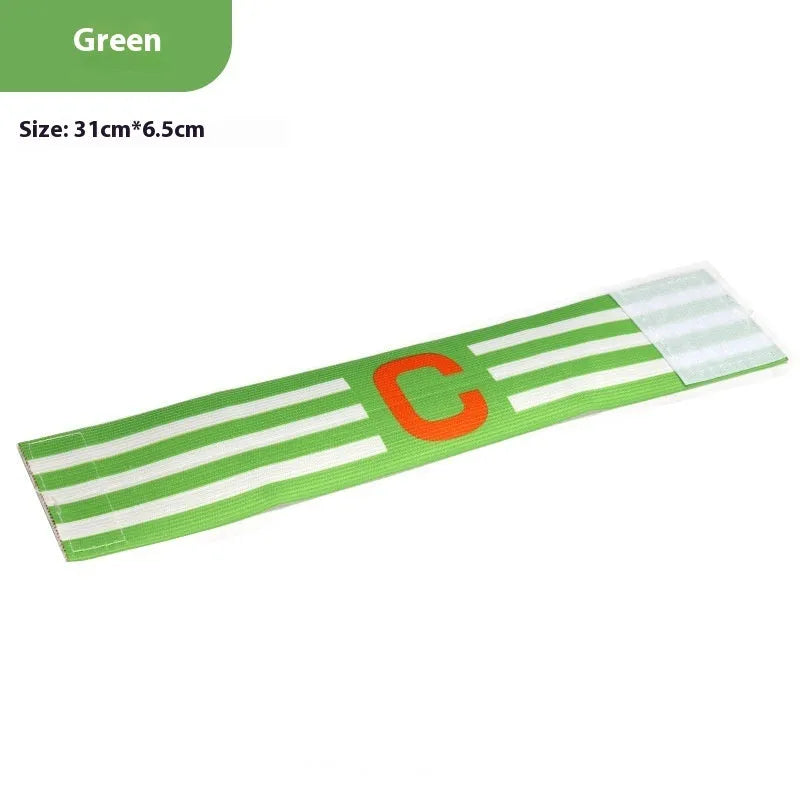 Elastic football captain armband in fluorescent green for match play