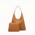 Women's PU tote bag 37x11x60cm casual shoulder bag with small pouch in black brown coffee