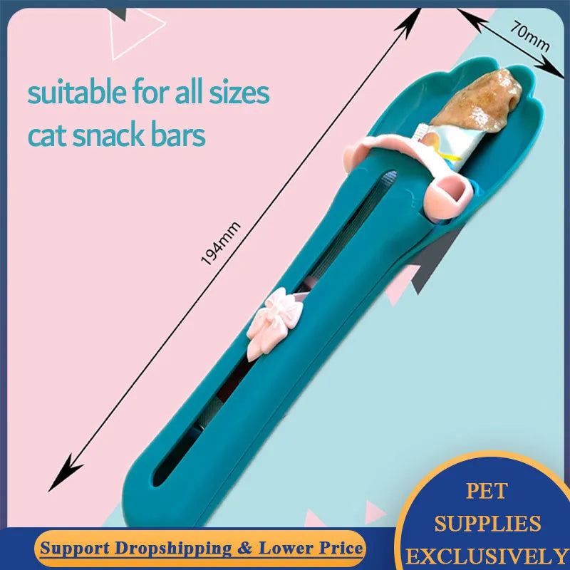 Green pet food squeezer spoon with silicone tip for dispensing liquid pet foods