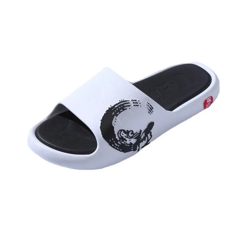 Unisex toe ring slippers with hollow out PVC upper, thick injection moulded sole, summer wear