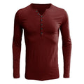 Men's solid colour long-sleeved henley neck t-shirt in cotton-blend fabric