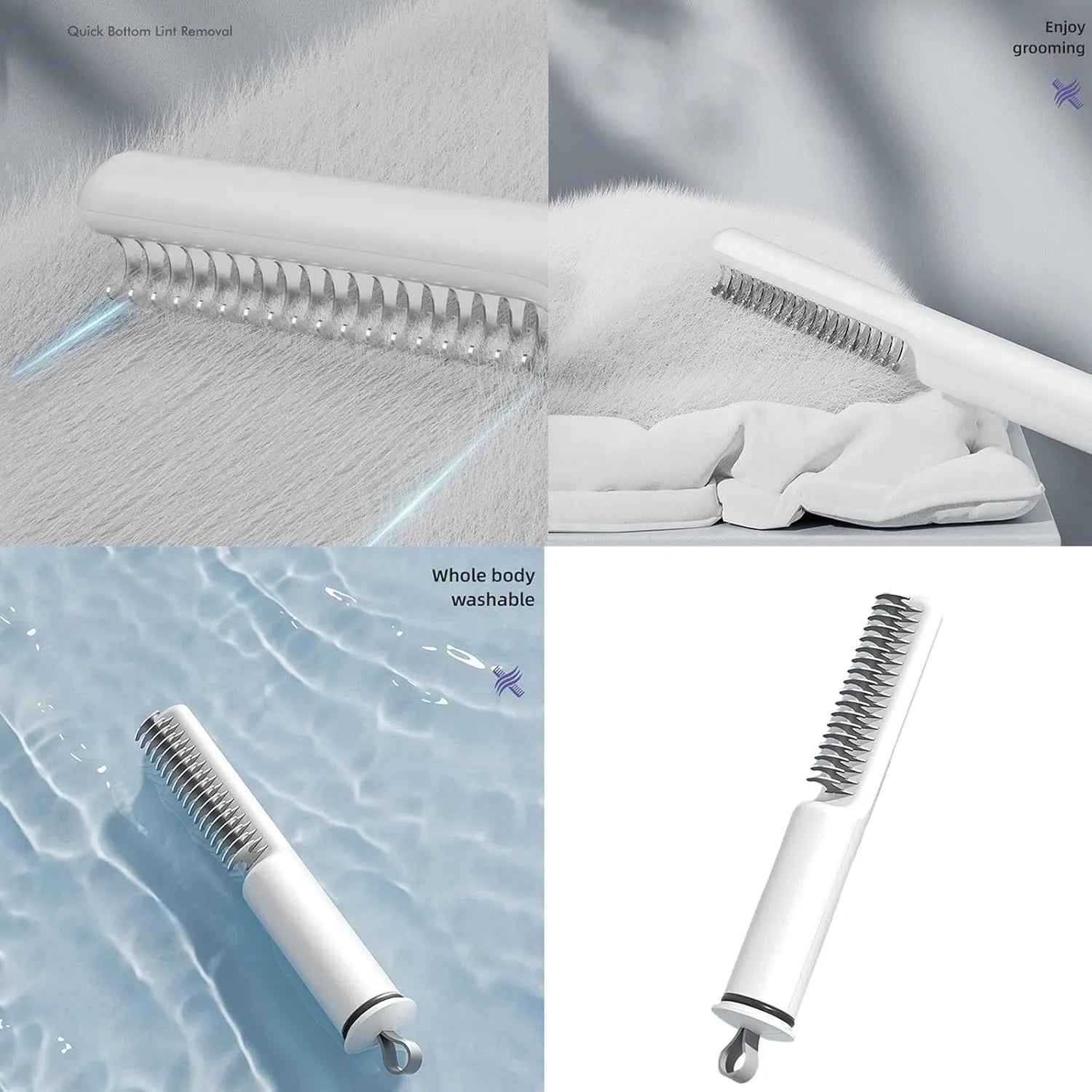 Pink and white stainless steel dog dematting comb with ergonomic handle for removing hair knots and mats.